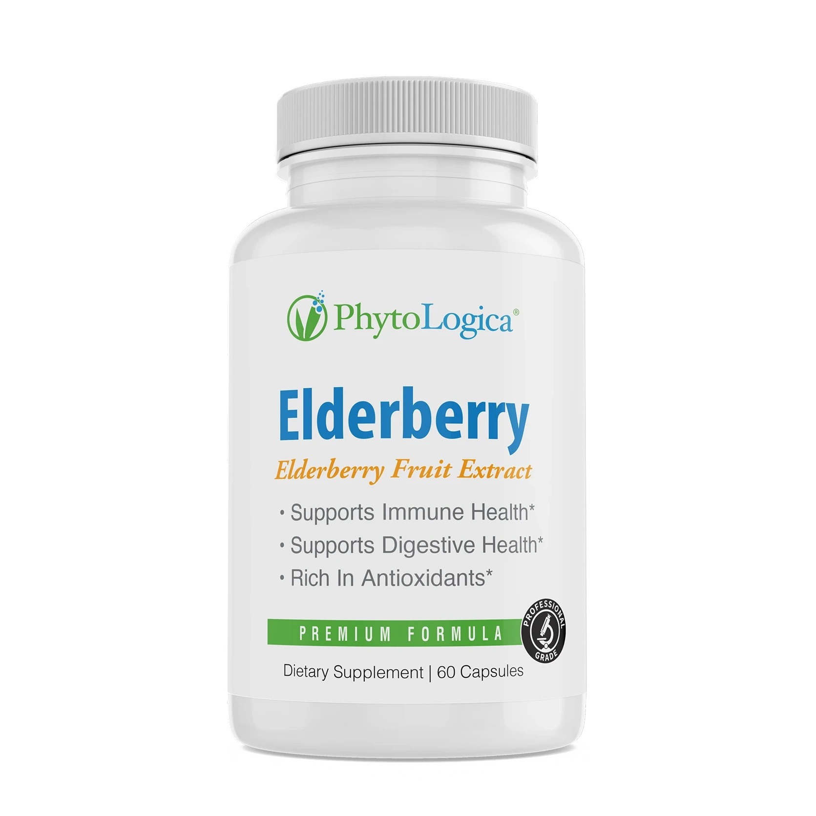 Phytologica Elderberry Fruit Extract Pills for Supporting Digestion and Immune System Bottle