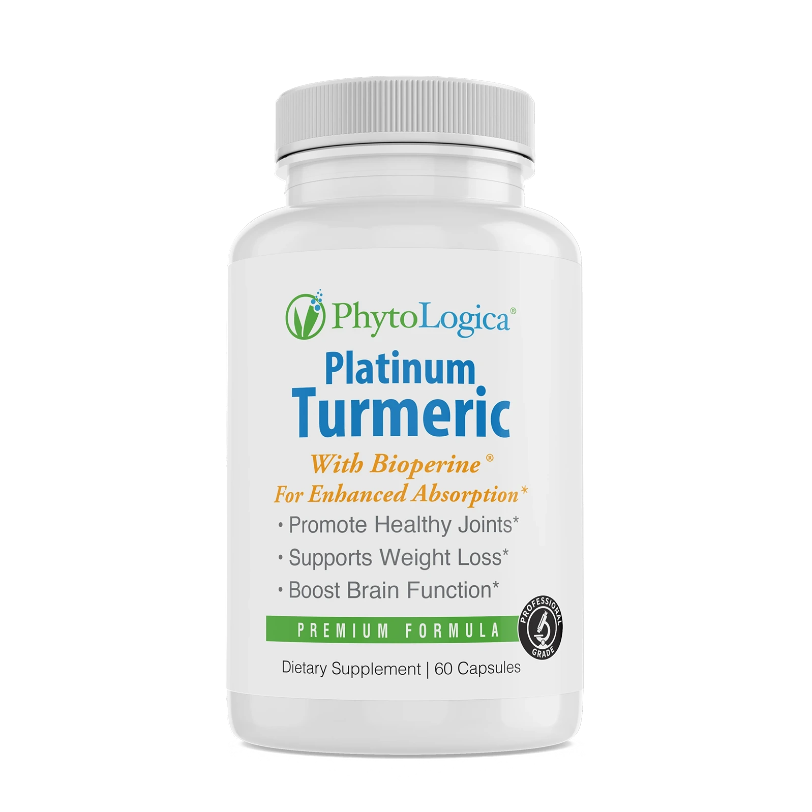 Phytologica Platinum Turmeric Curcumin Weight Loss and Bioperine Supplement Pills Bottle